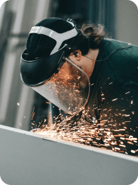 Student in red jacket